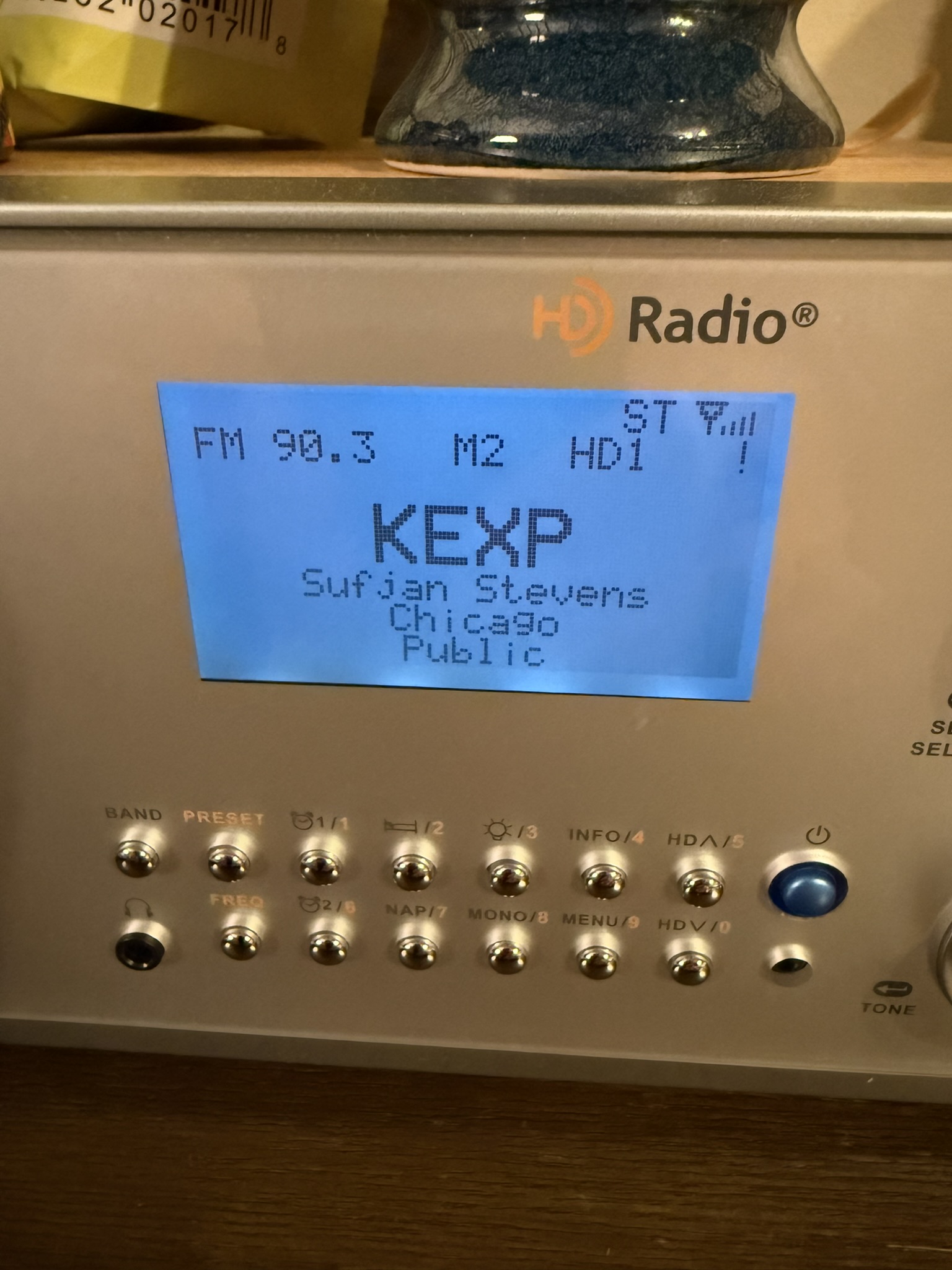 Radio playing Sufjan Stevens.
